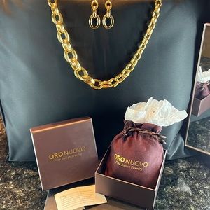 14K Italian Gold ORO NUOVO Necklace & Matching Earrings